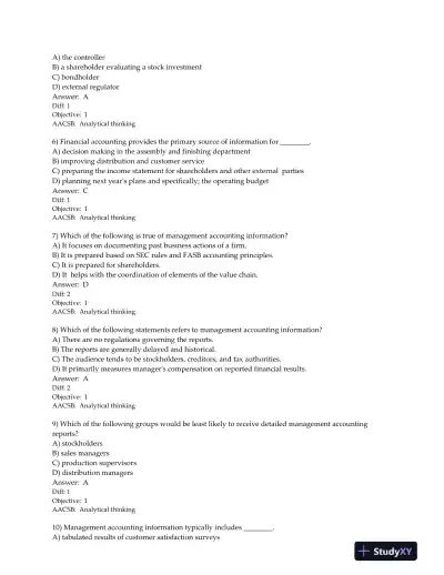 Horngren's Cost Accounting: A Managerial Emphasis 16th Edition Test Bank - Page 3 preview image