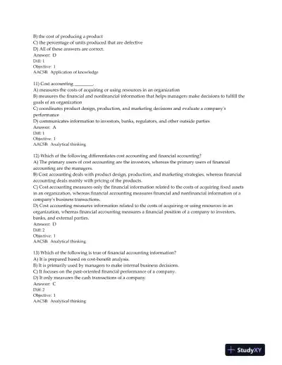 Horngren's Cost Accounting: A Managerial Emphasis 16th Edition Test Bank - Page 4 preview image