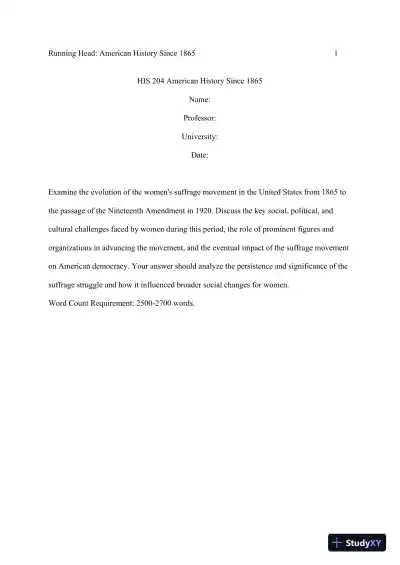 HIS 204 American History Since 1865 - Page 1 preview image