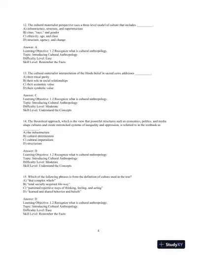 Test Bank for Cultural Anthropology, 8th Edition - Page 7 preview image