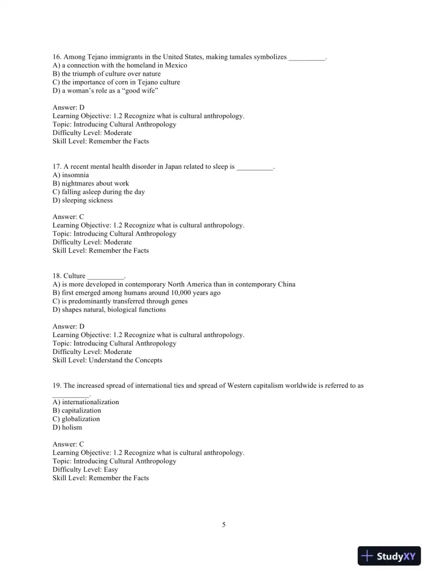 Test Bank for Cultural Anthropology, 8th Edition, page 8