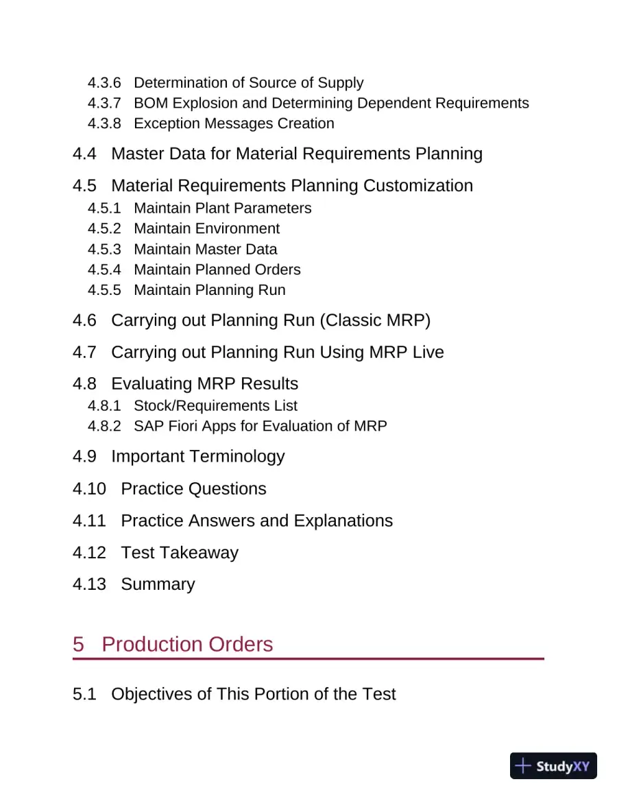 SAP S/4HANA Production Planning and Manufacturing Certification Guide: Application Associate Exam (2022), page 14