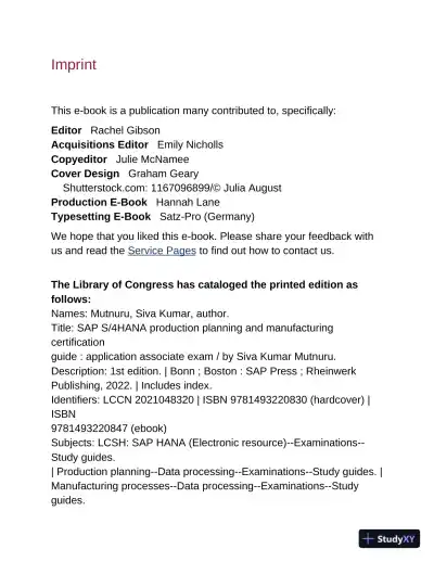 SAP S/4HANA Production Planning and Manufacturing Certification Guide: Application Associate Exam (2022) - Page 4 preview image