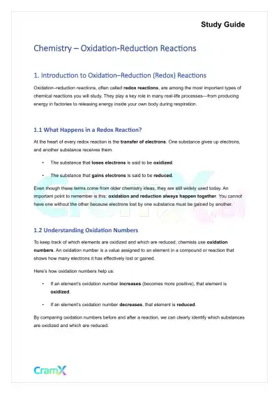 Chemistry - Oxidation‐Reduction Reactions - Page 1 preview image