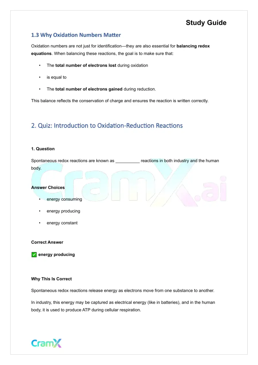 Chemistry - Oxidation‐Reduction Reactions, page 2