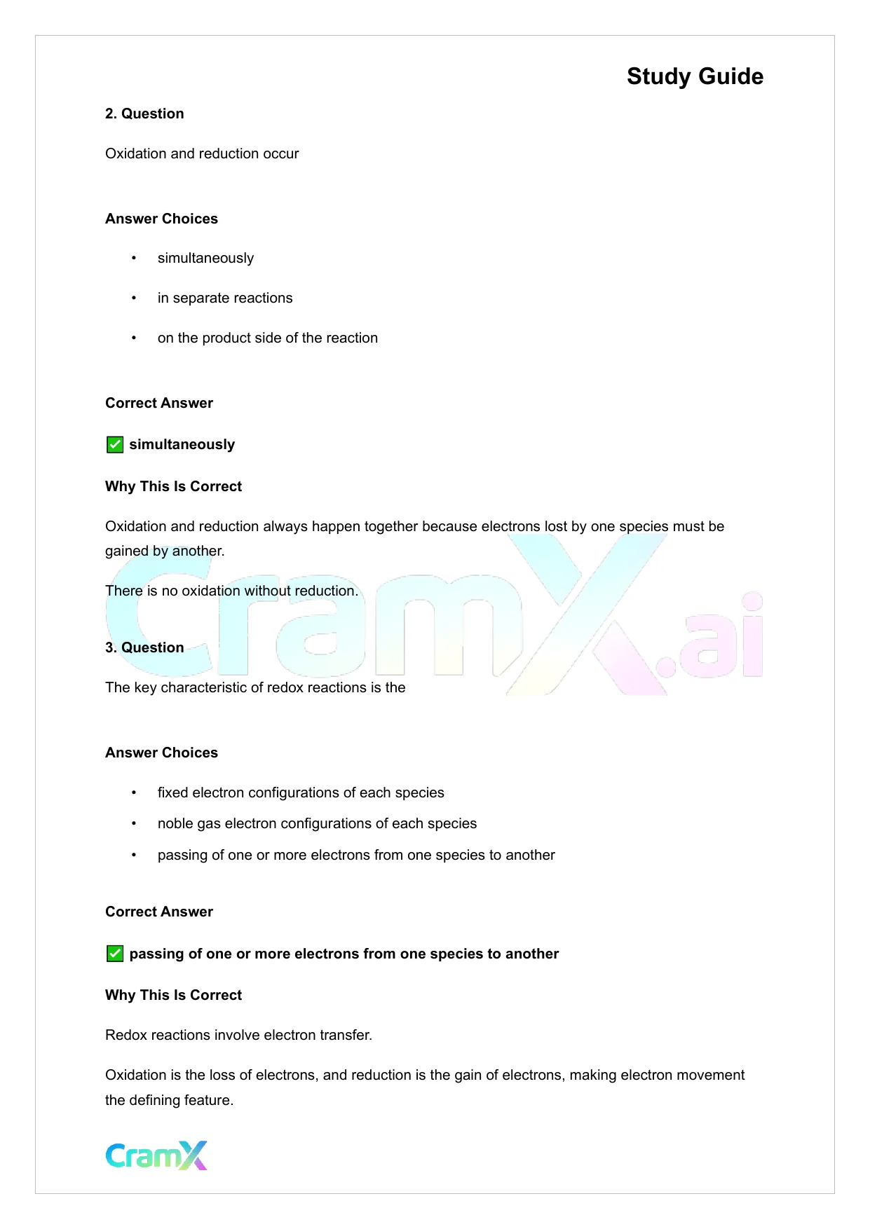 Chemistry - Oxidation‐Reduction Reactions - Page 3 preview image