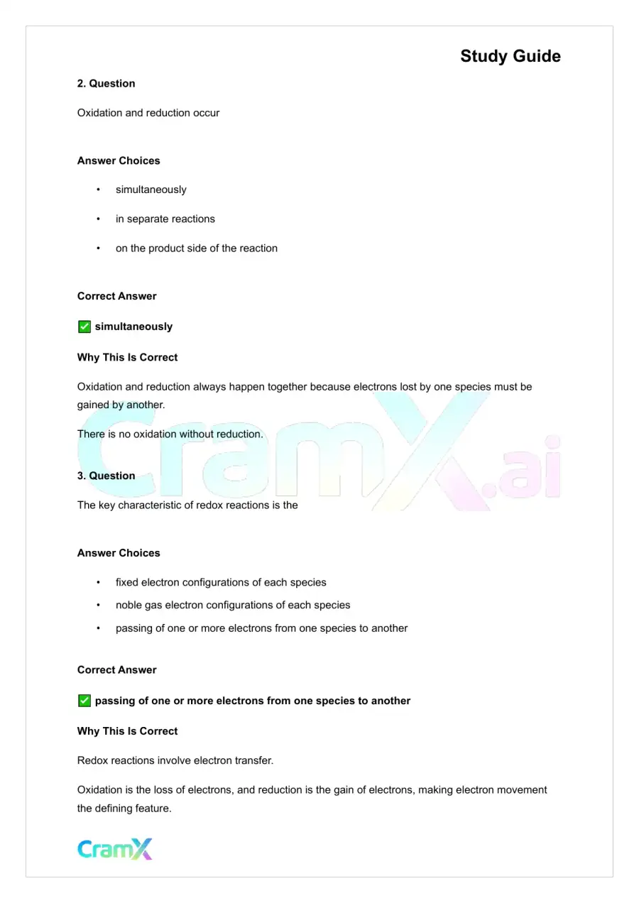 Chemistry - Oxidation‐Reduction Reactions, page 3