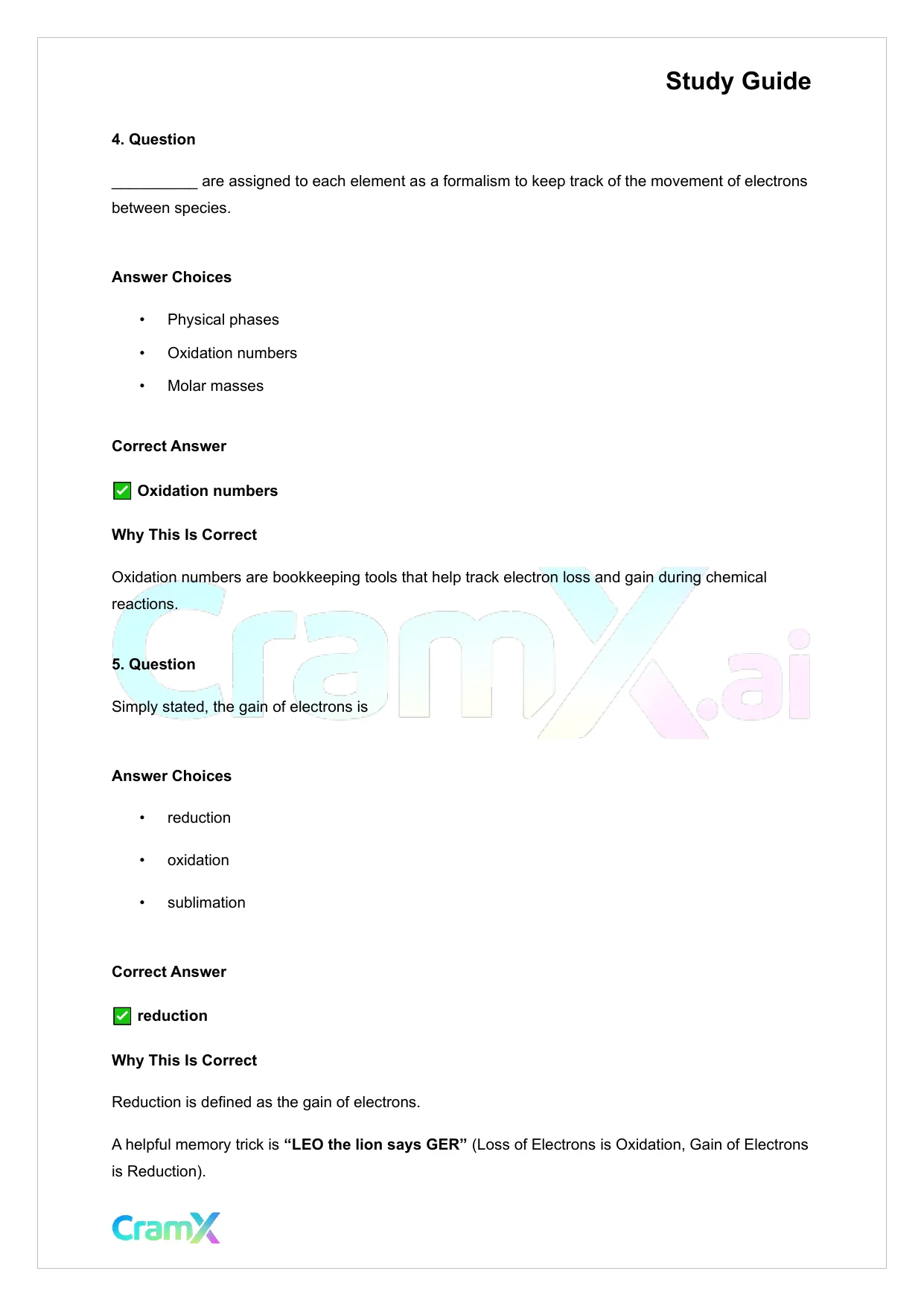Chemistry - Oxidation‐Reduction Reactions - Page 4 preview image