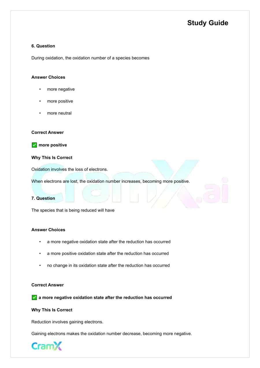 Chemistry - Oxidation‐Reduction Reactions, page 5