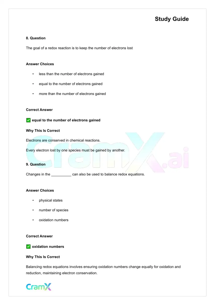 Chemistry - Oxidation‐Reduction Reactions, page 6