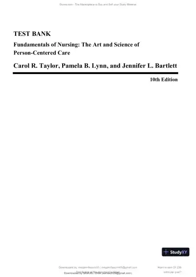 Test Bank for Fundamentals of Nursing: The Art and Science of Person-Centered Care, 10th North American Edition (Chapters 1-47) - Page 1 preview image