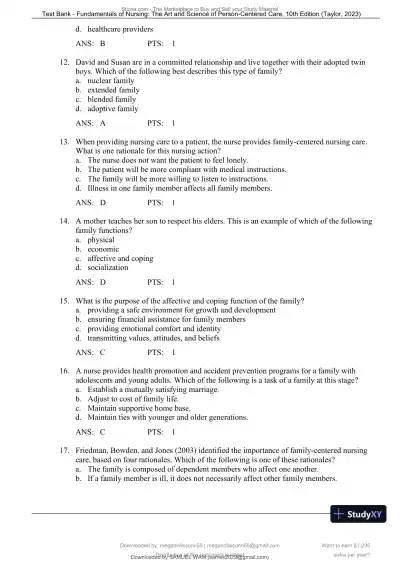 Test Bank for Fundamentals of Nursing: The Art and Science of Person-Centered Care, 10th North American Edition (Chapters 1-47) - Page 24 preview image