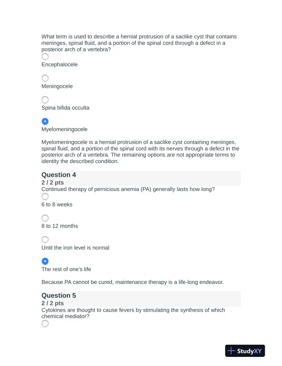 2022 NR507 Pathophysiology Final Exam With Answers (75 Solved Questions), page 3