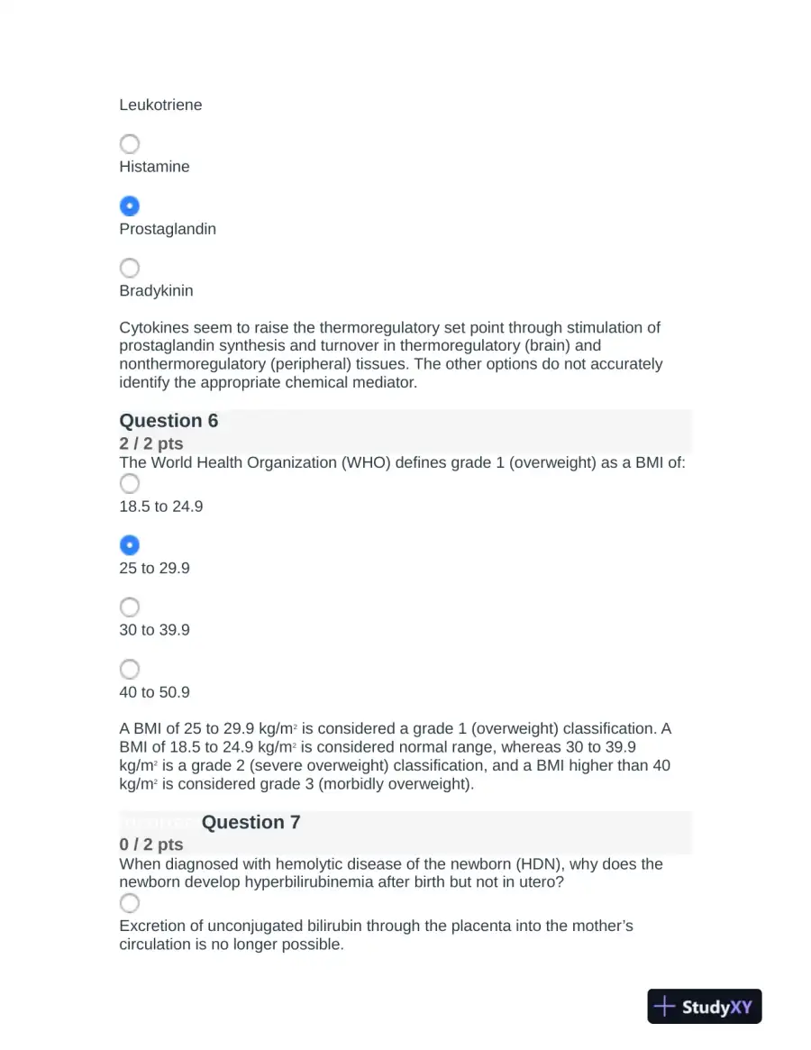 2022 NR507 Pathophysiology Final Exam With Answers (75 Solved Questions), page 4