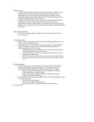 DevOps and Its Importance Study Notes - Page 1 preview image