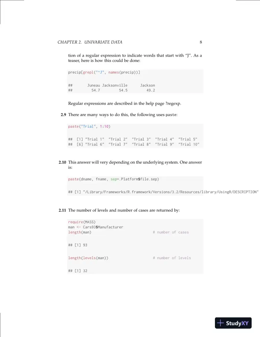 Solution Manual for Using R for Introductory Statistics, 2nd Edition, page 11