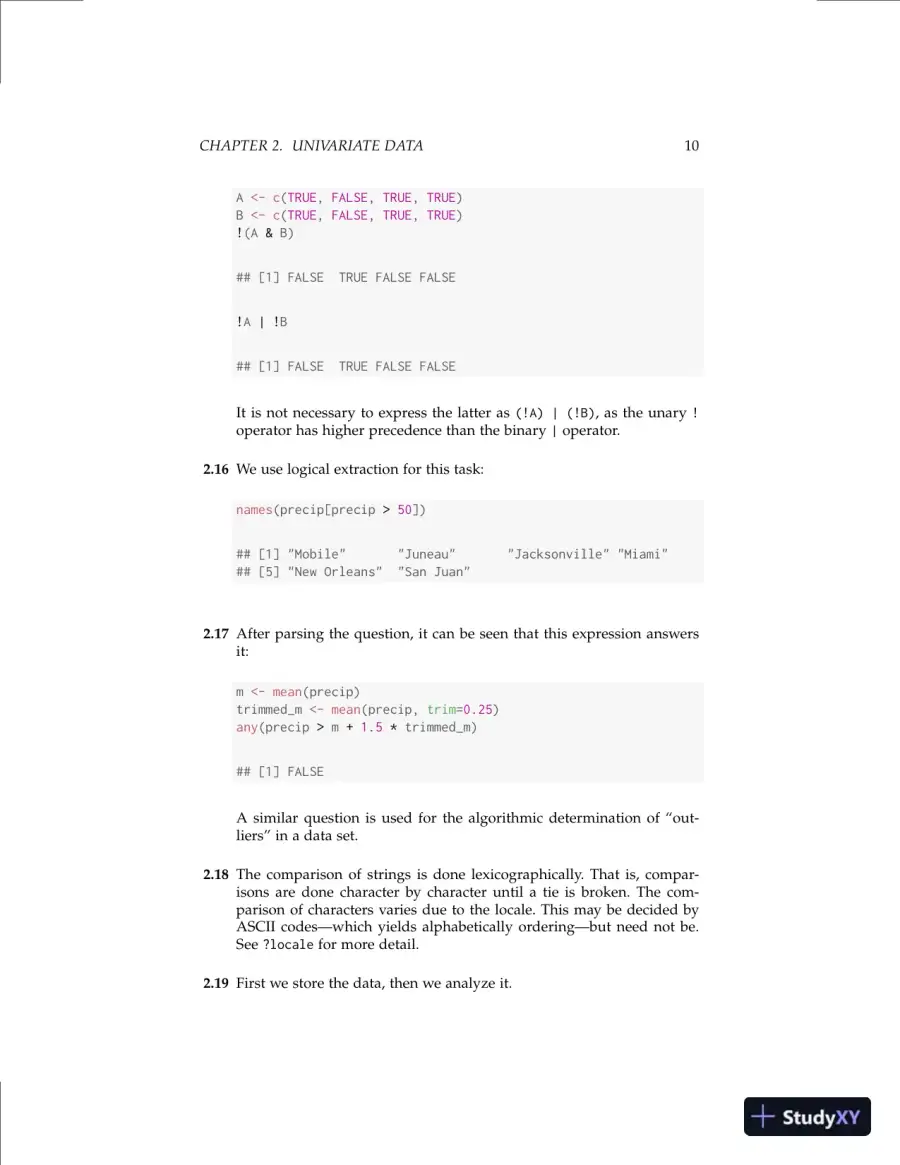 Solution Manual for Using R for Introductory Statistics, 2nd Edition, page 13