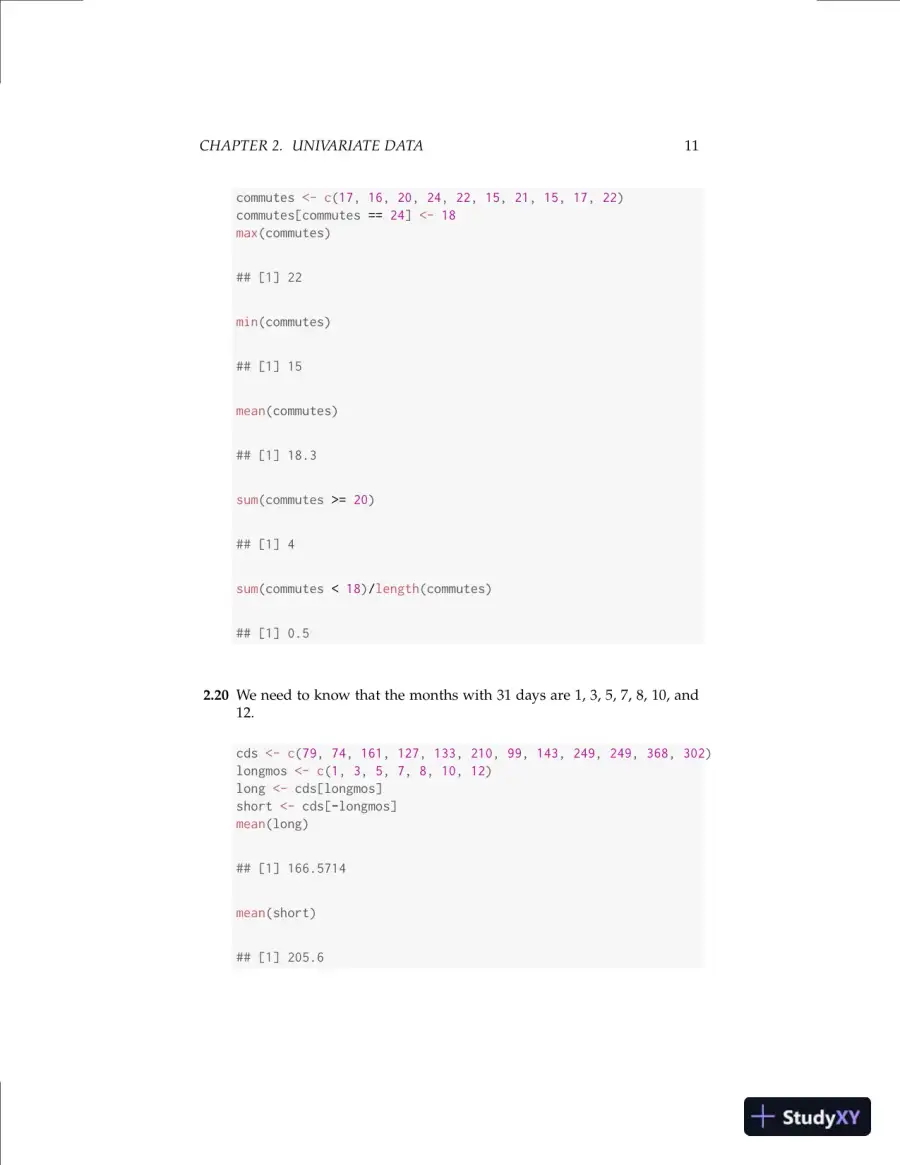 Solution Manual for Using R for Introductory Statistics, 2nd Edition, page 14