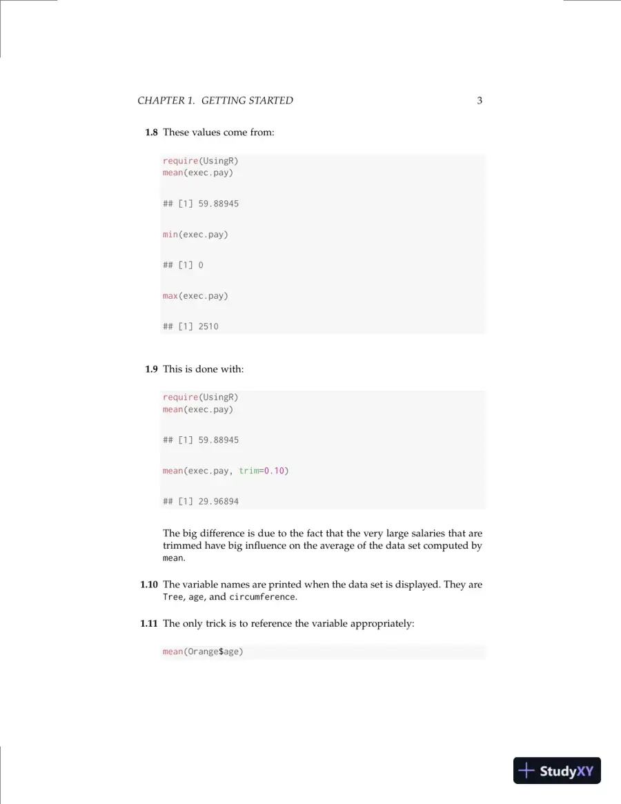 Solution Manual for Using R for Introductory Statistics, 2nd Edition, page 6