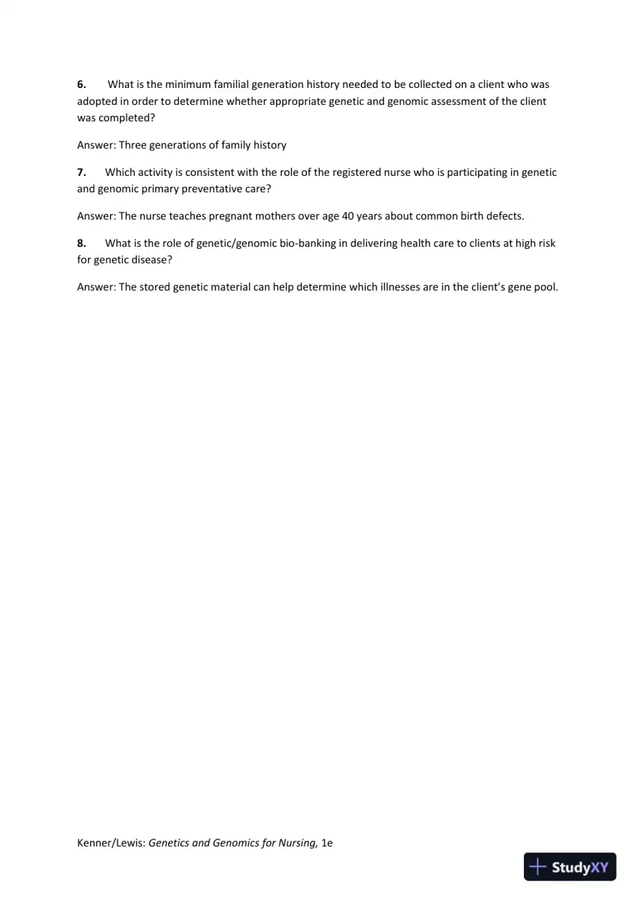 Solution Manual for Genetics and Genomics for Nursing, page 13