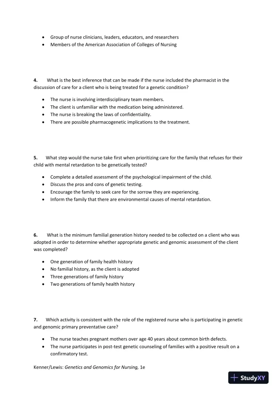 Solution Manual for Genetics and Genomics for Nursing, page 15