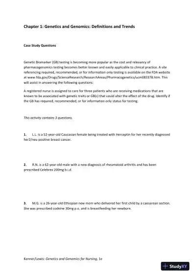 Solution Manual for Genetics and Genomics for Nursing - Page 3 preview image