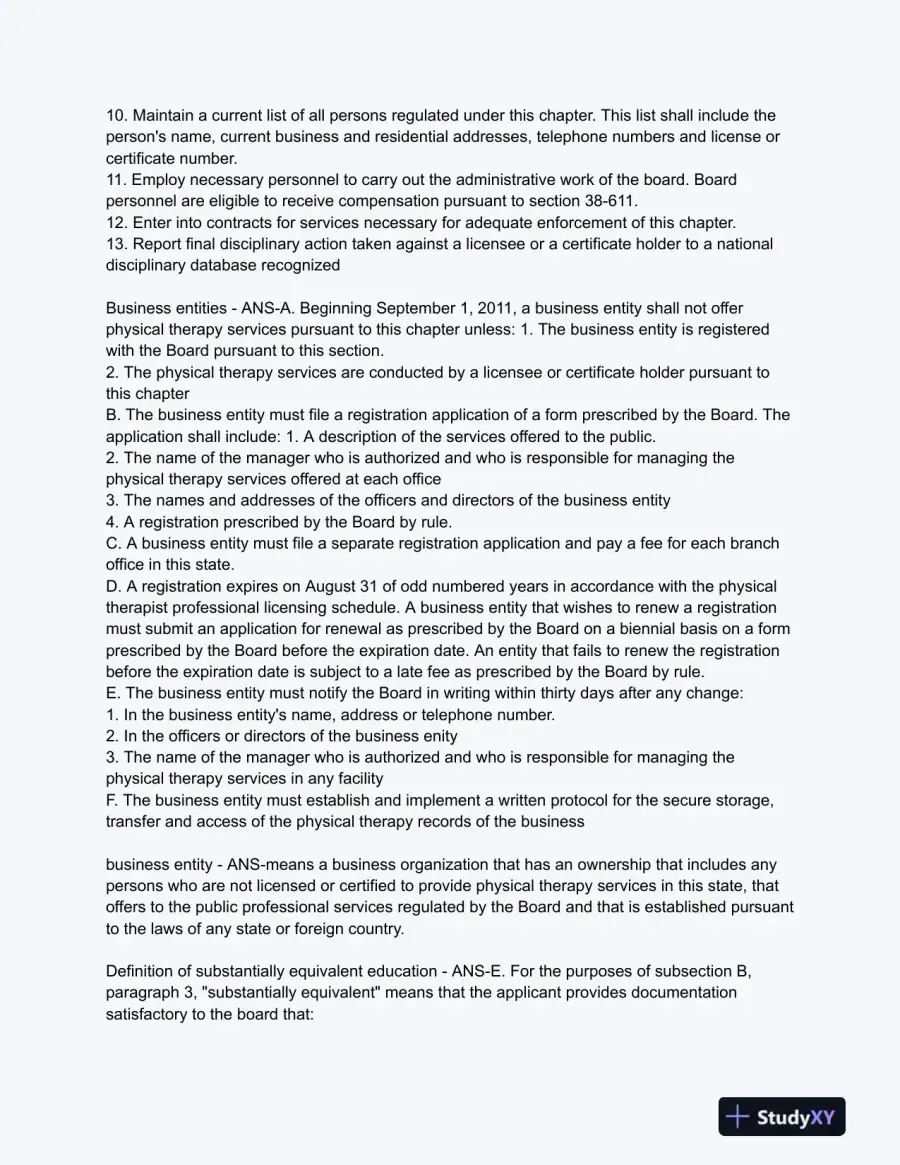 AZ PT Law Jurisprudence Exam With Answers (39 Solved Questions), page 4