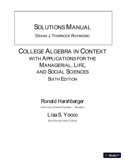 Solution Manual for College Algebra in Context with Applications for the Managerial, Life, and Social Sciences, 6th Edition - Page 1 preview image