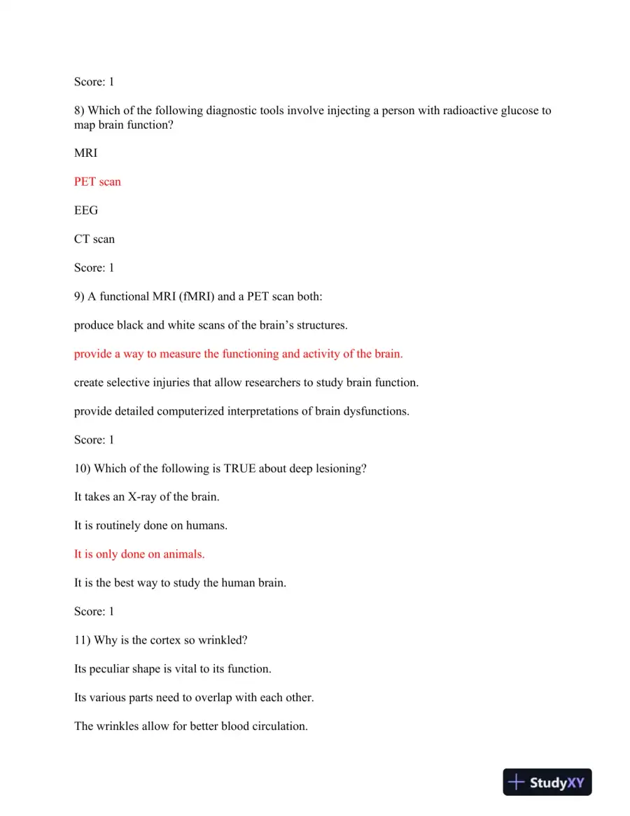 PSYC110 Post-Lab Test: The Nervous System and Brain Functions, page 4