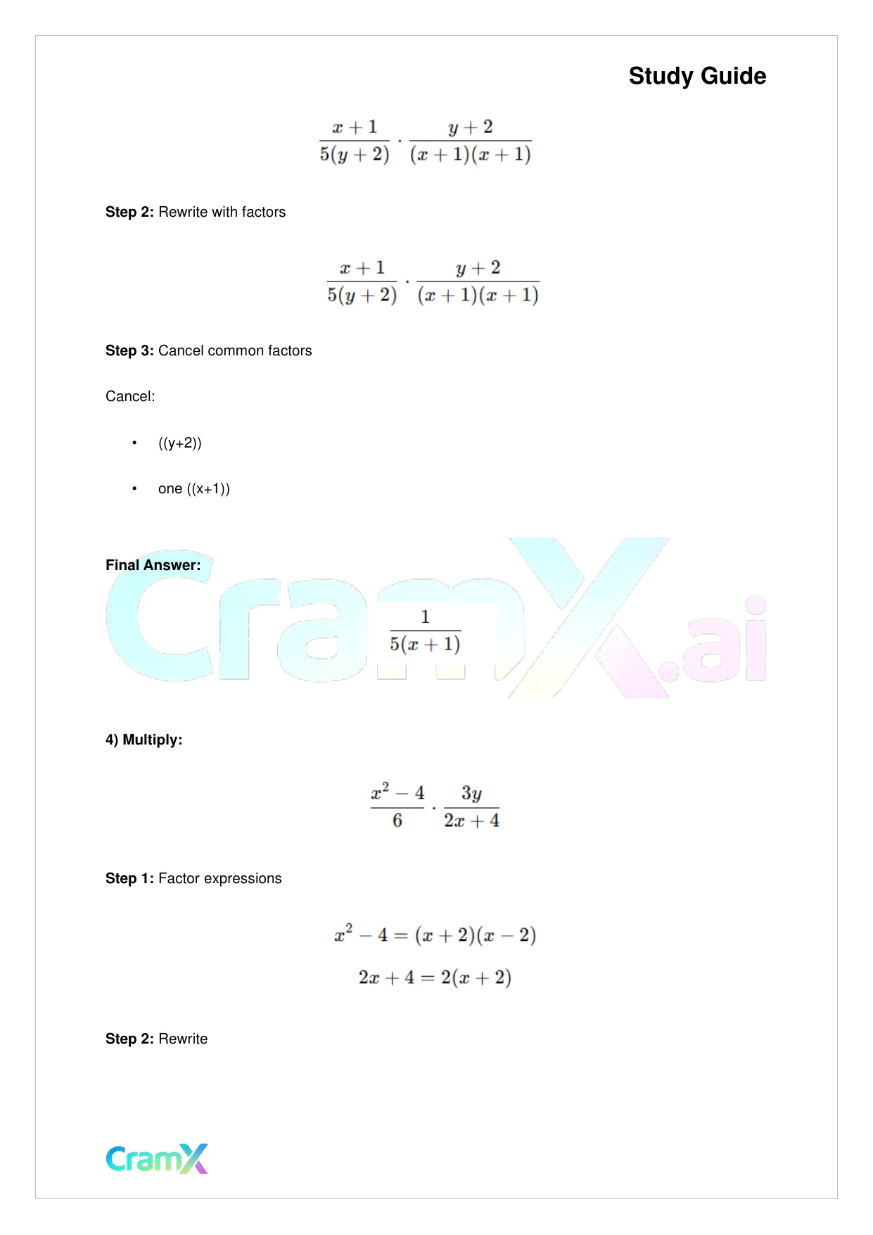 Algebra I – Algebraic Fractions - Page 10 preview image