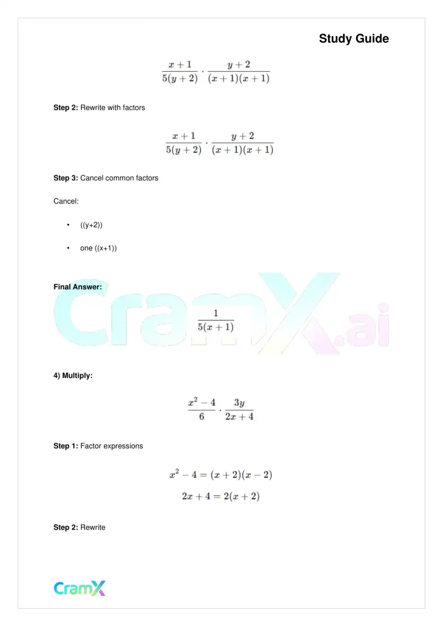 Algebra I – Algebraic Fractions, page 10