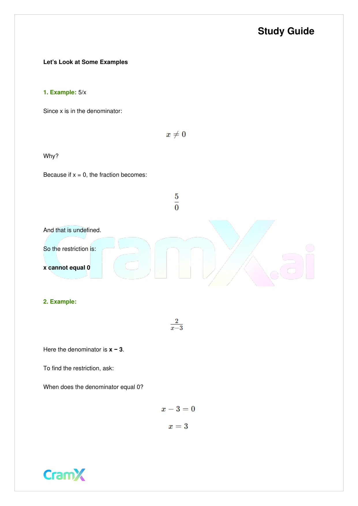 Algebra I – Algebraic Fractions - Page 2 preview image