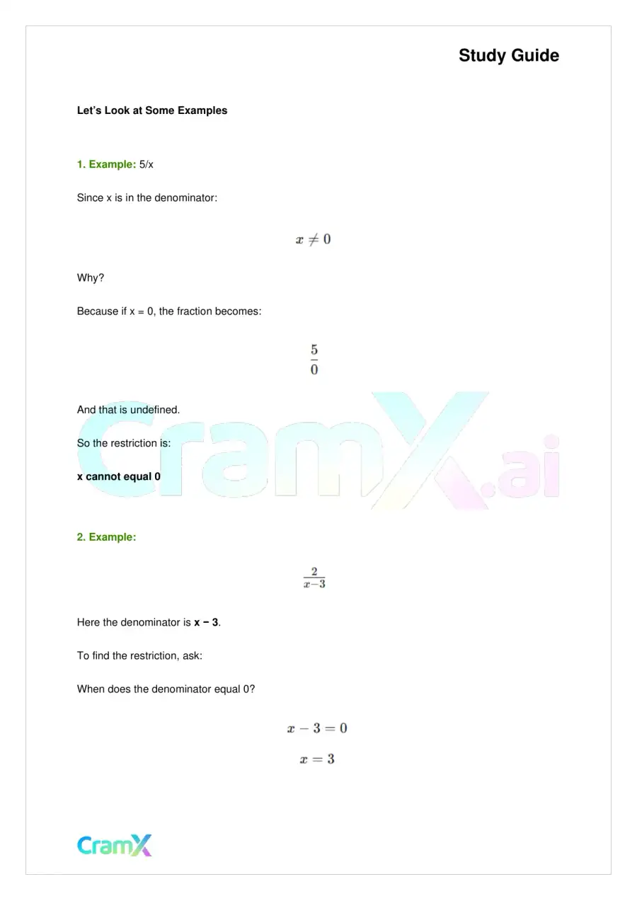 Algebra I – Algebraic Fractions, page 2
