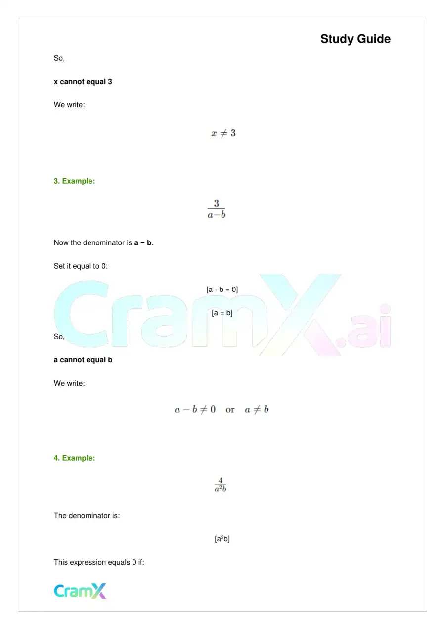 Algebra I – Algebraic Fractions, page 3