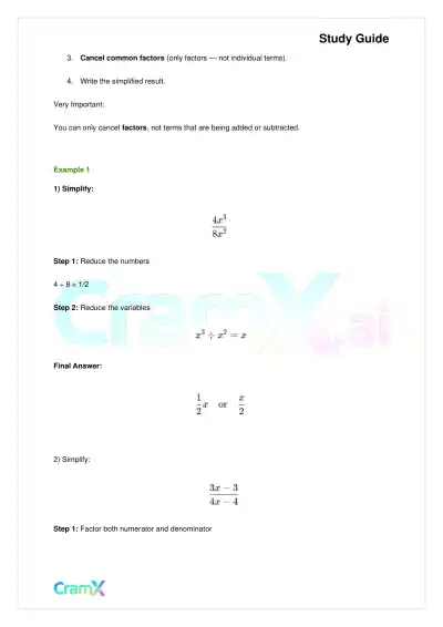 Algebra I – Algebraic Fractions - Page 5 preview image