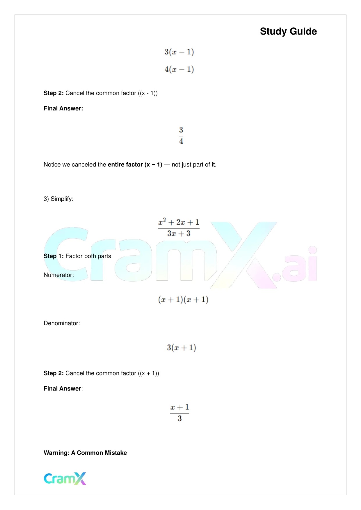 Algebra I – Algebraic Fractions - Page 6 preview image