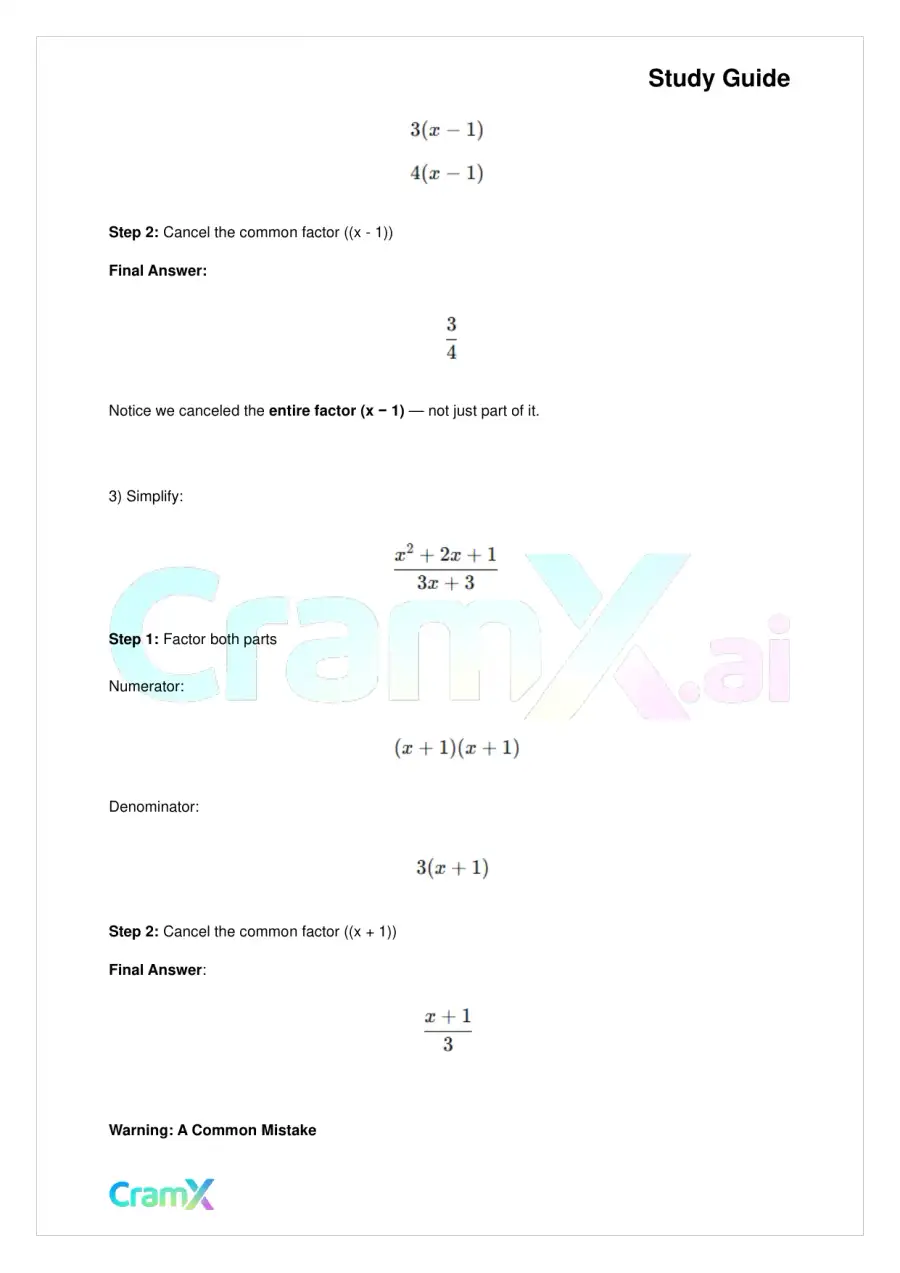 Algebra I – Algebraic Fractions, page 6