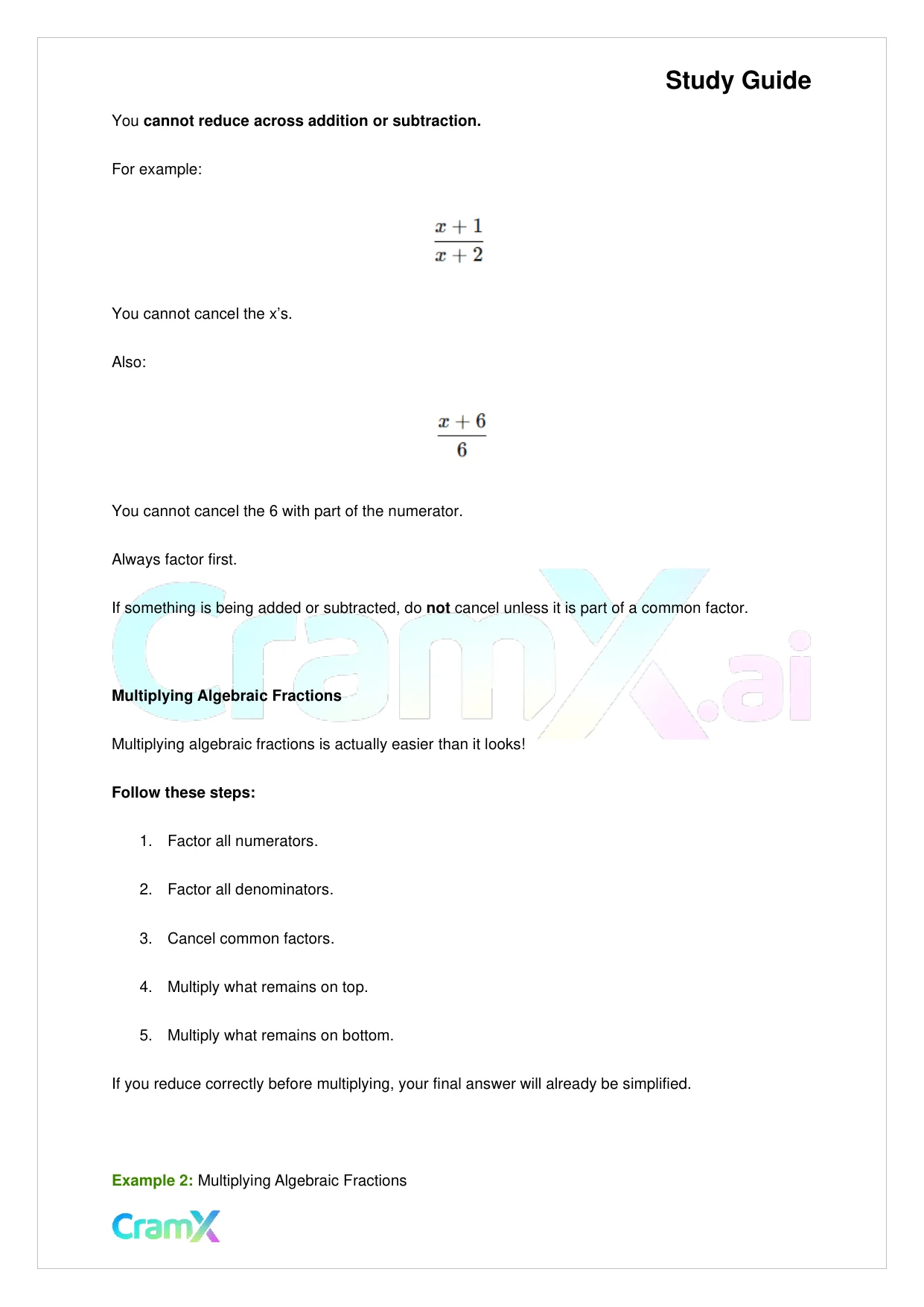 Algebra I – Algebraic Fractions - Page 7 preview image