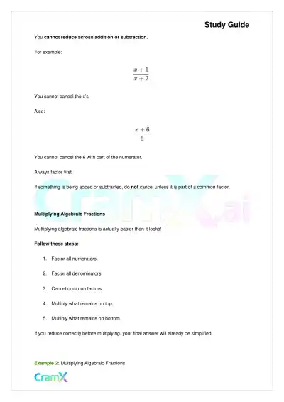 Algebra I – Algebraic Fractions - Page 7 preview image