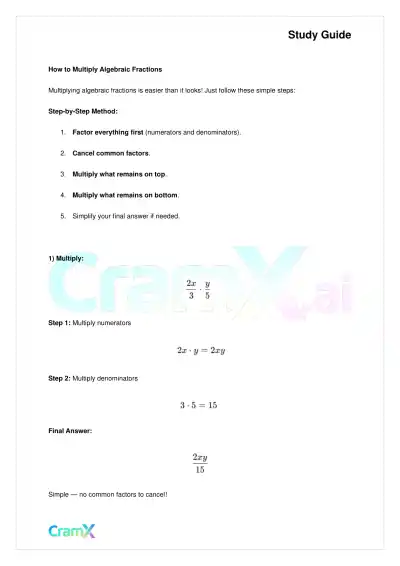 Algebra I – Algebraic Fractions - Page 8 preview image