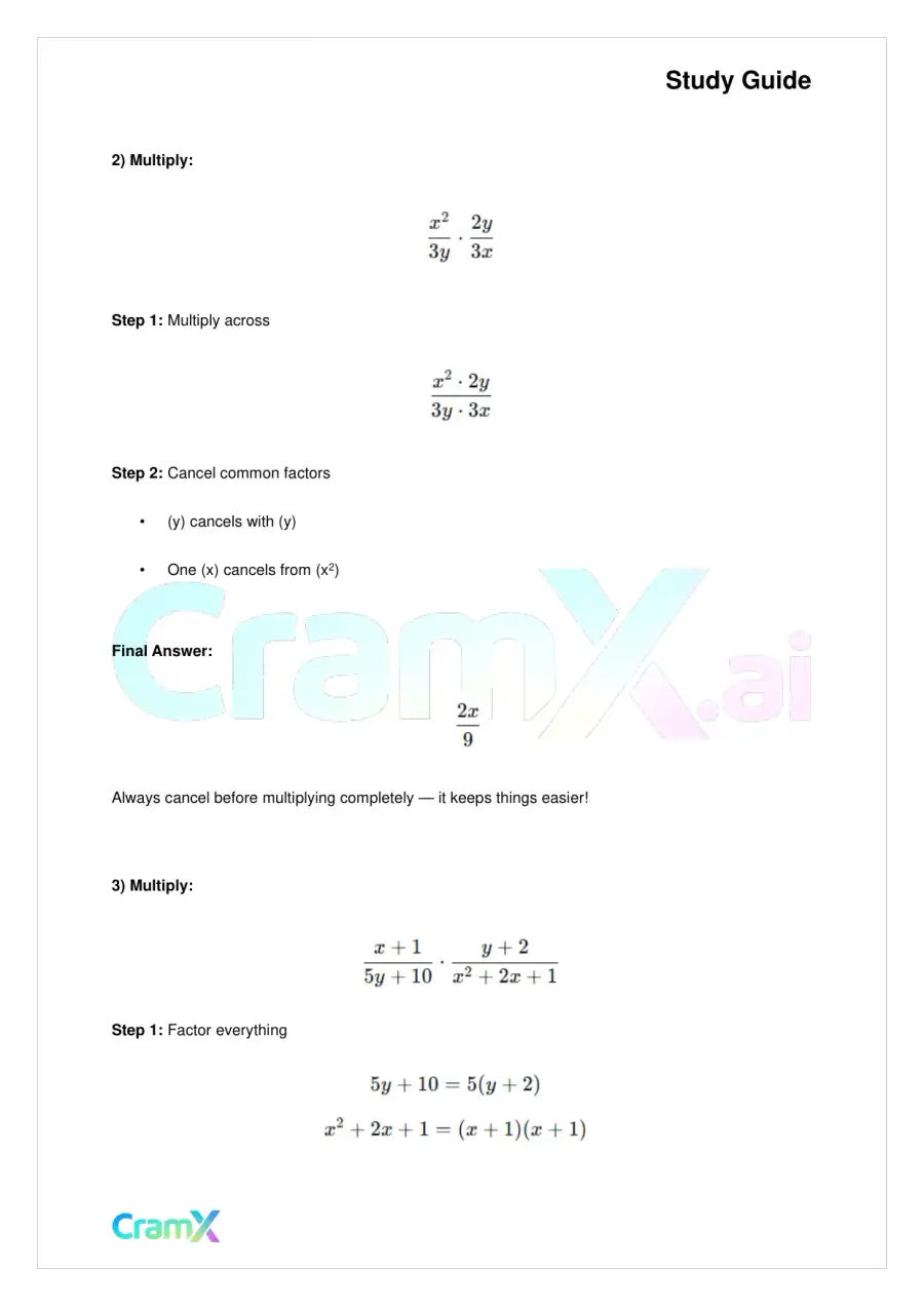 Algebra I – Algebraic Fractions, page 9