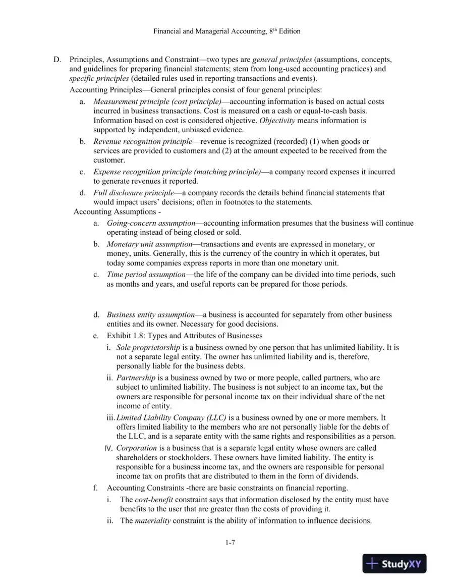 Lecture Notes for Financial and Managerial Accounting, 8th Edition, page 8