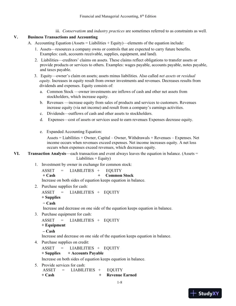 Lecture Notes for Financial and Managerial Accounting, 8th Edition, page 9