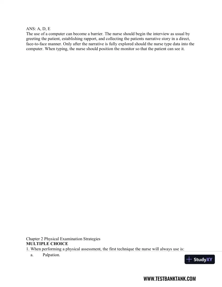 Advanced Health Assessment and Diagnostic Reasoning, 3rd Edition Test Bank, page 14