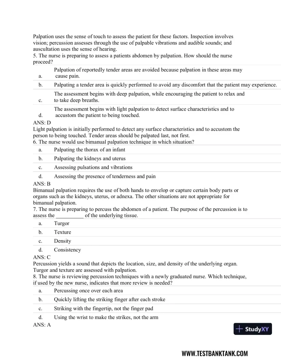 Advanced Health Assessment and Diagnostic Reasoning, 3rd Edition Test Bank, page 16