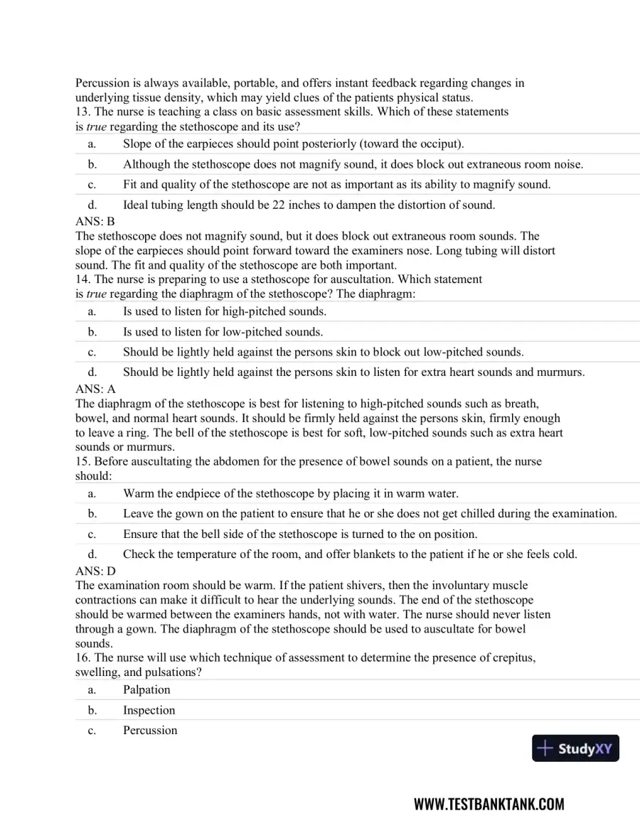 Advanced Health Assessment and Diagnostic Reasoning, 3rd Edition Test Bank, page 18