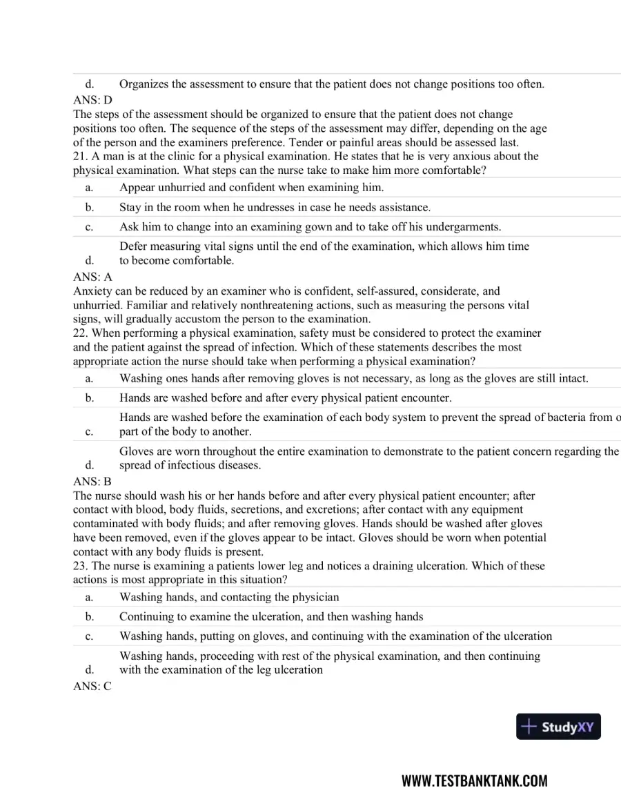 Advanced Health Assessment and Diagnostic Reasoning, 3rd Edition Test Bank, page 20