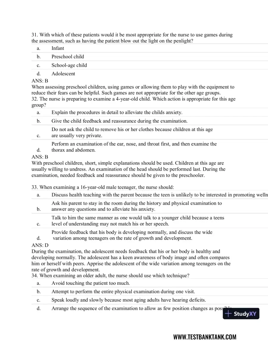 Advanced Health Assessment and Diagnostic Reasoning, 3rd Edition Test Bank, page 23