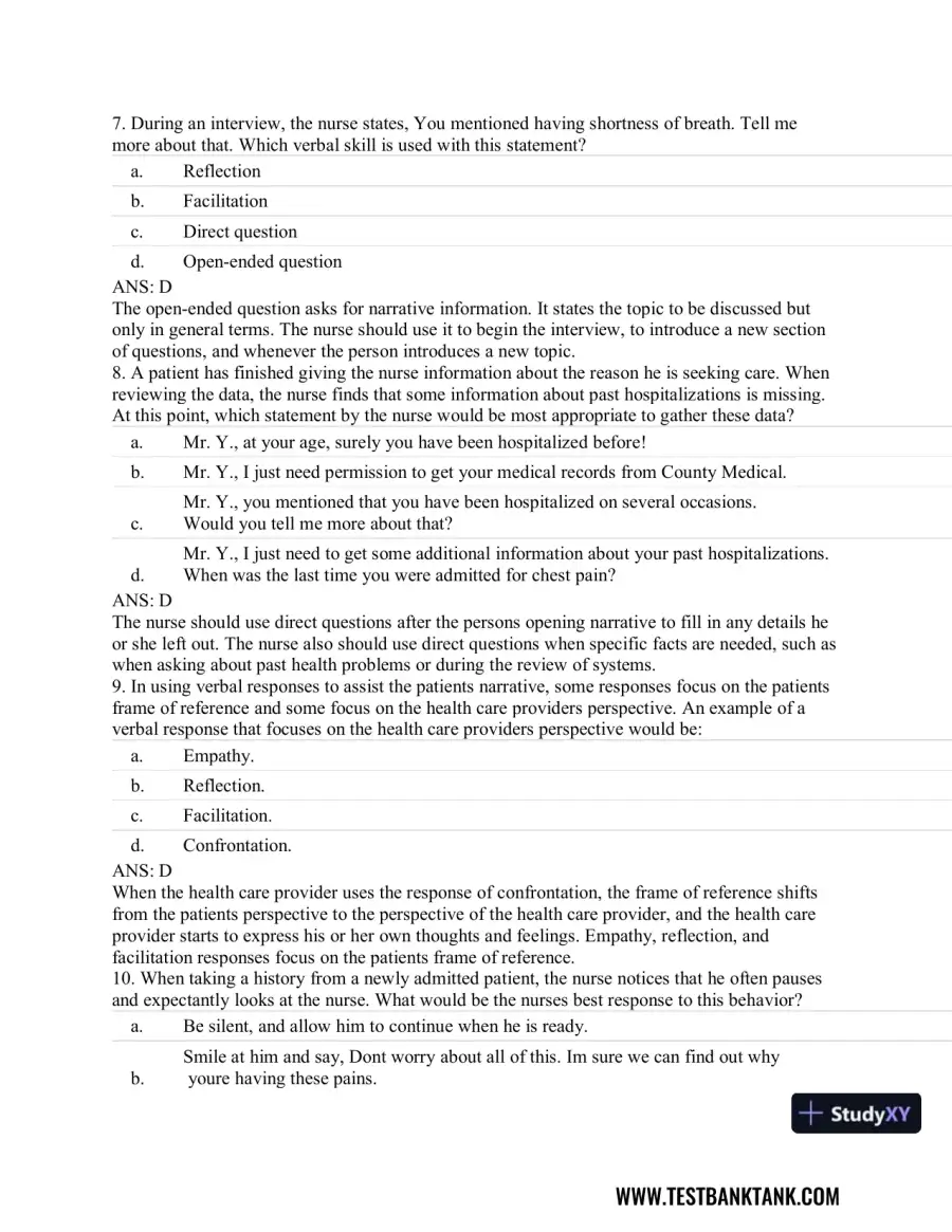 Advanced Health Assessment and Diagnostic Reasoning, 3rd Edition Test Bank, page 4