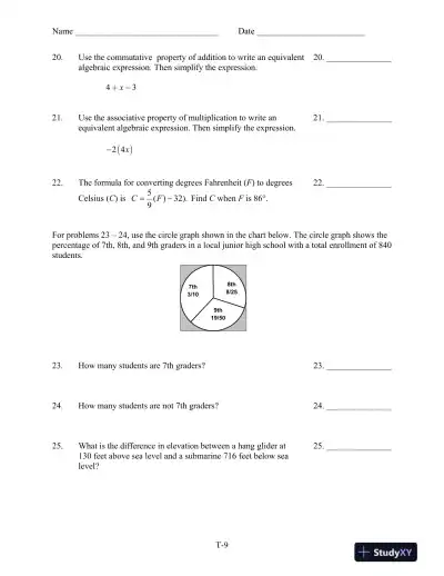 Test Bank for Introductory and Intermediate Algebra for College Students, 6th Edition - Page 10 preview image